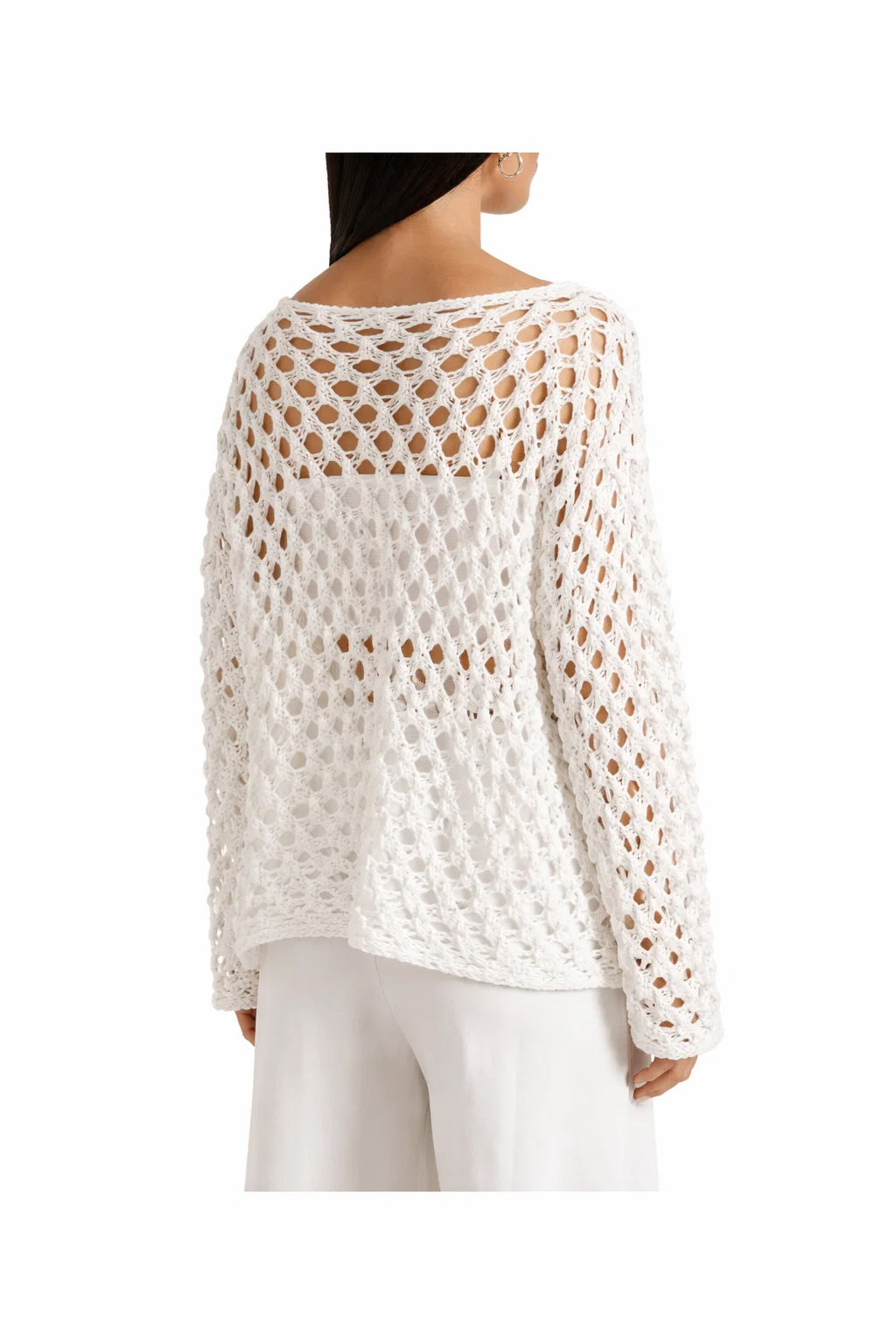 LIVIANA CONTI maglia donna svasata traforata F6SB40 SANDY cotone MADE IN ITALY