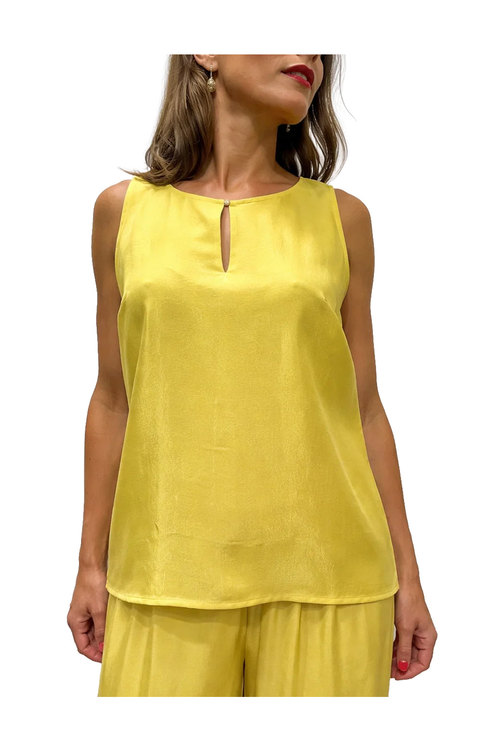WU'SIDE canotta donna gialla in viscosa art. CTA 26327 Made in Italy
