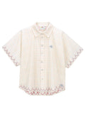 ORFEO PARIS MALONE TW1825 blusa donna over quadri ecru multicolor