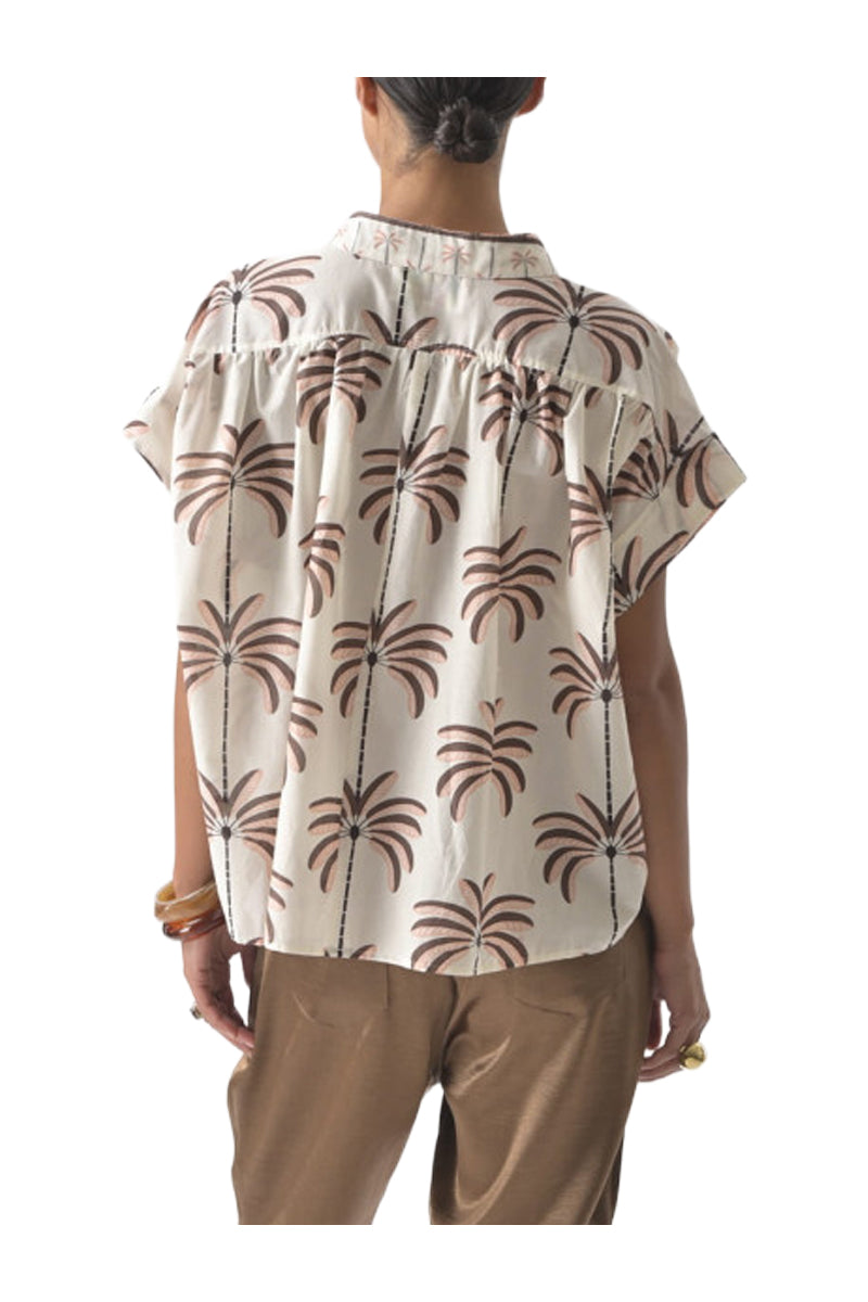 ORFEO PARIS NAH TW1753 blusa donna palme bianco beige rosa